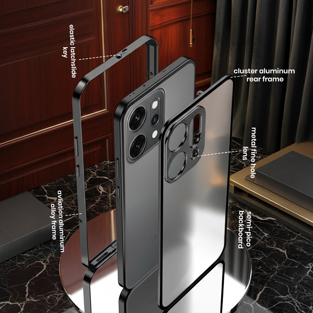 Oppo Reno14 5G Aluminium Metal Bumper Shield Transparent Back Case