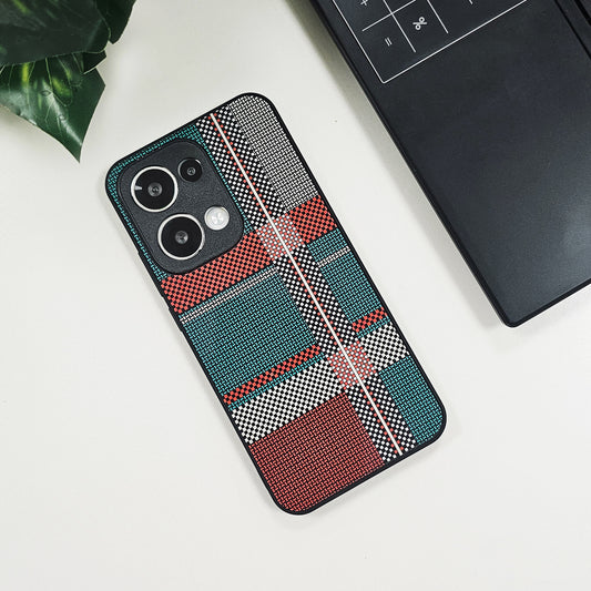 Oppo Reno 13 5G Luxury Grid Pattern Glass Back Shockproof Case