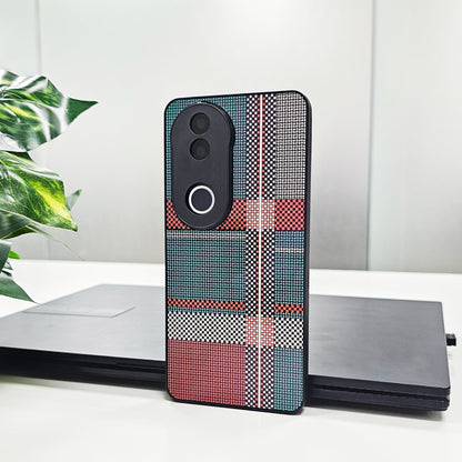 Vivo V50 5G Luxury Grid Pattern Glass Back Shockproof Case