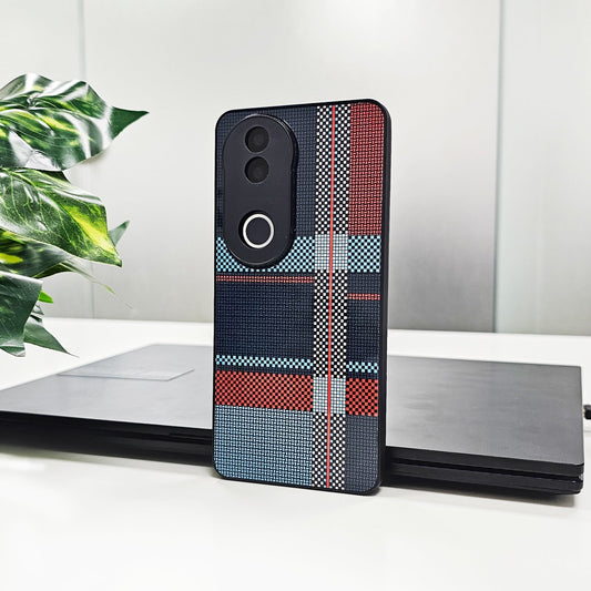 Vivo V50 5G Luxury Grid Pattern Glass Back Shockproof Cover