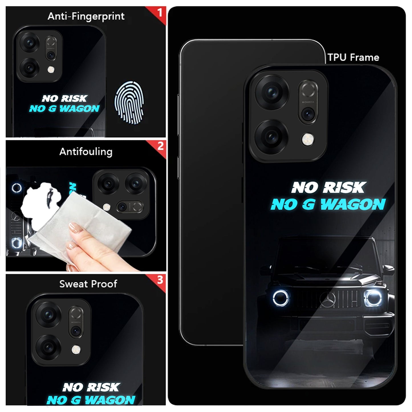 Oppo Reno 14 5G Premium Acrylic Shockproof Glass Back Case (G Wagon)