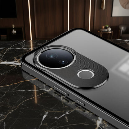 Vivo V50 5G Aluminium Metal Bumper Shield Transparent Back Case