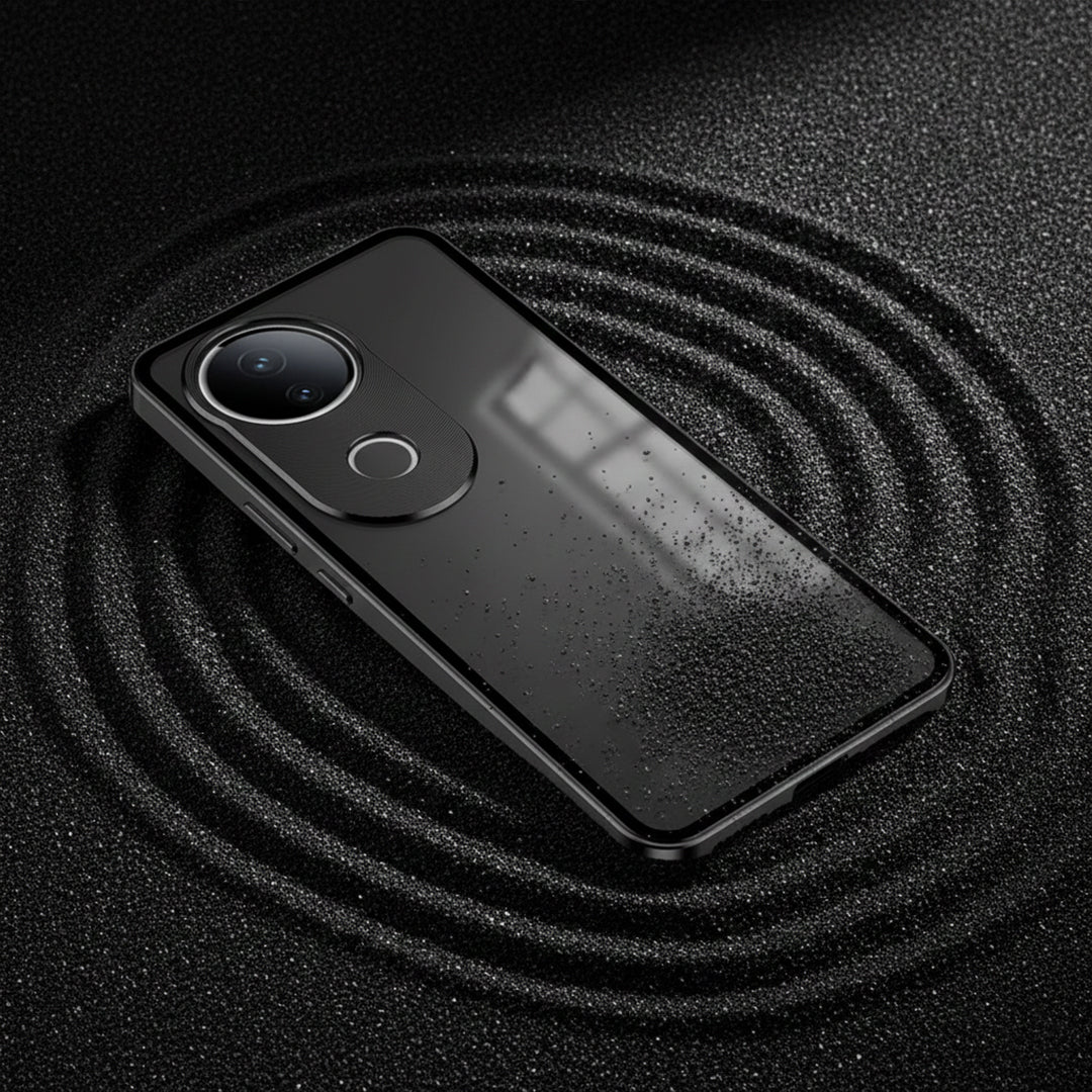 Vivo V50 5G Aluminium Metal Bumper Shield Transparent Back Case