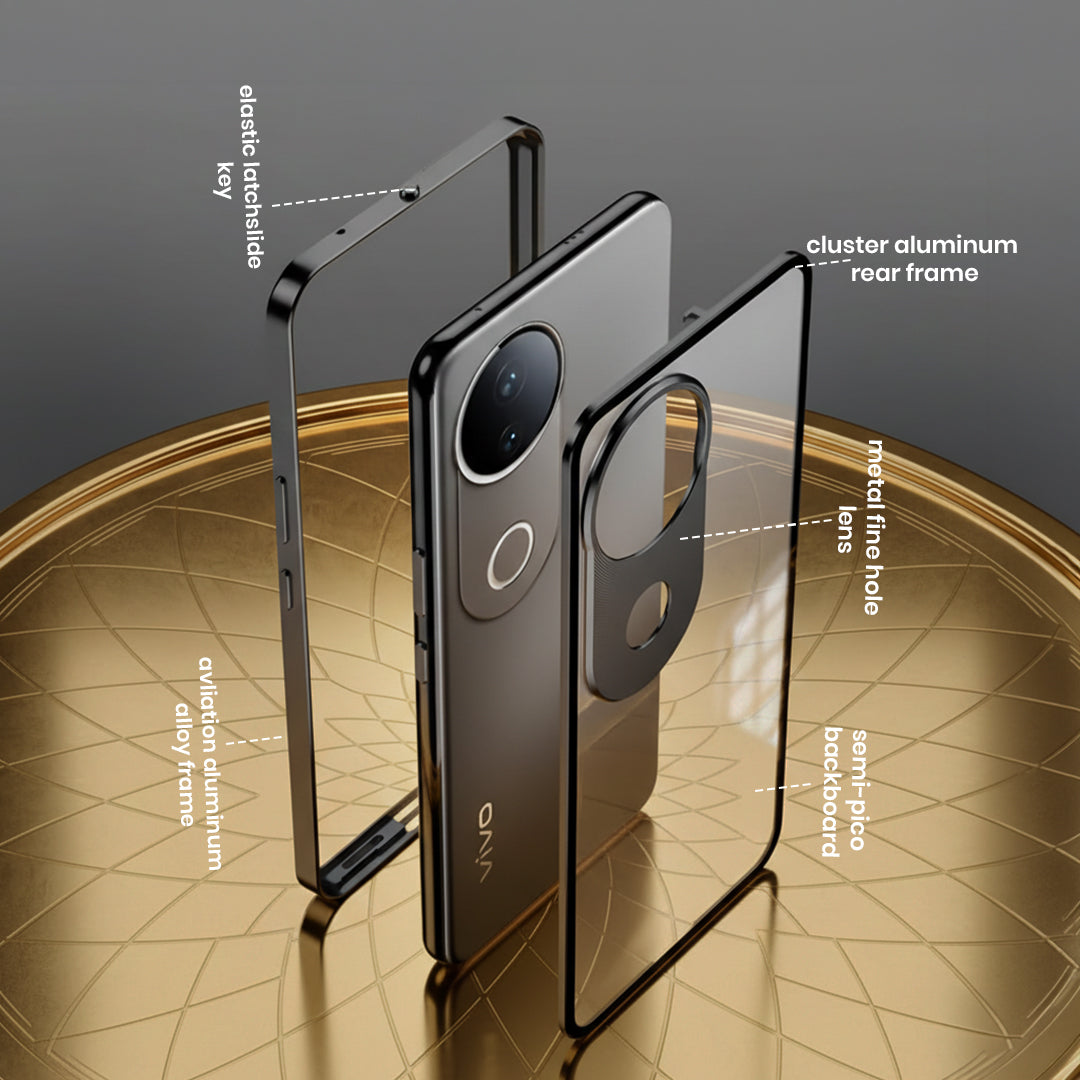 Vivo V50 5G Aluminium Metal Bumper Shield Transparent Back Case