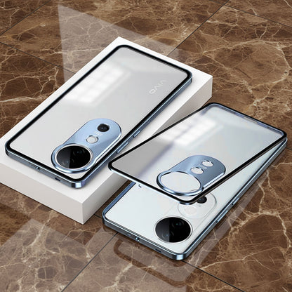 Vivo V40 Pro 5G Aluminium Metal Bumper Shield Transparent Back Case
