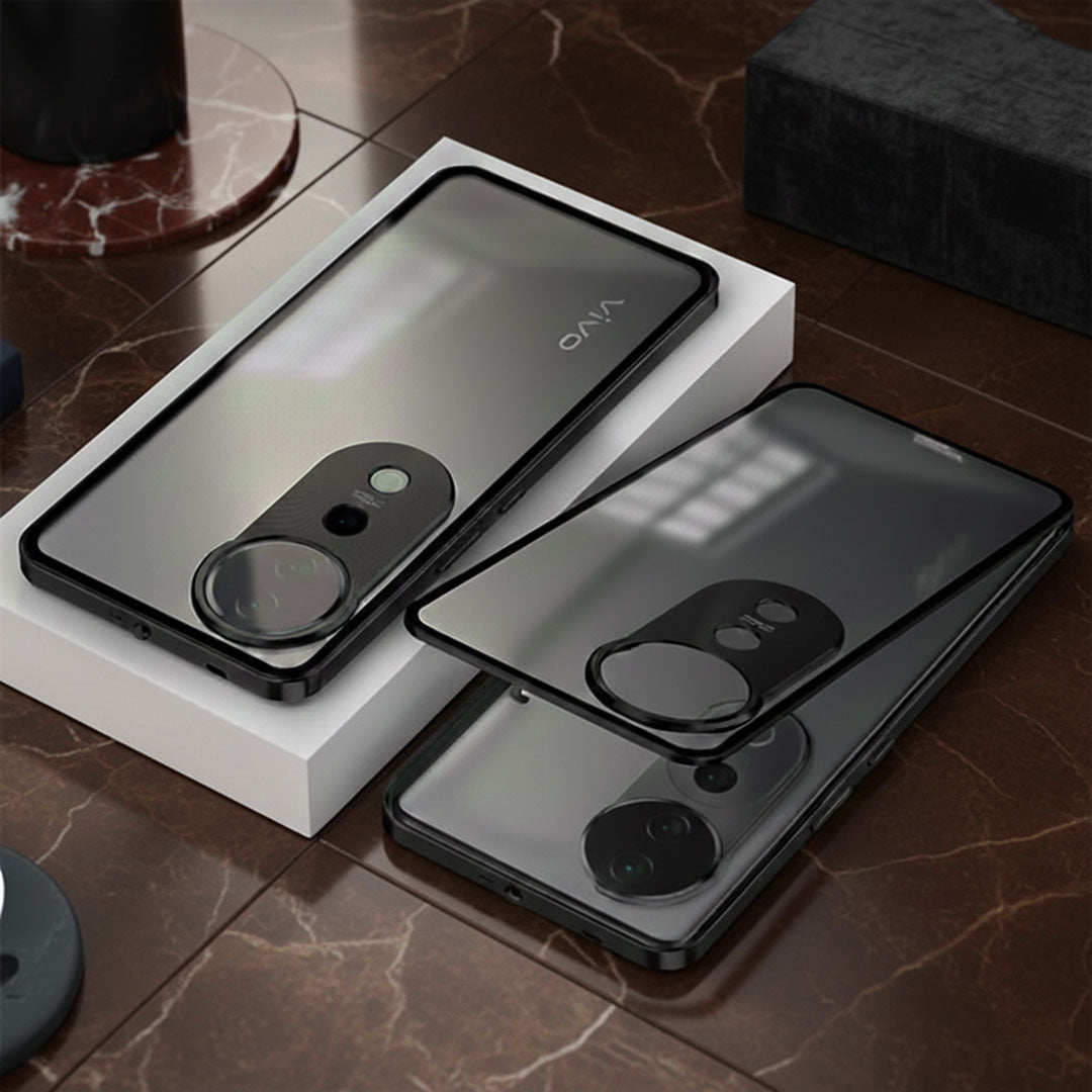 Vivo V40 Pro 5G Aluminium Metal Bumper Shield Transparent Back Case