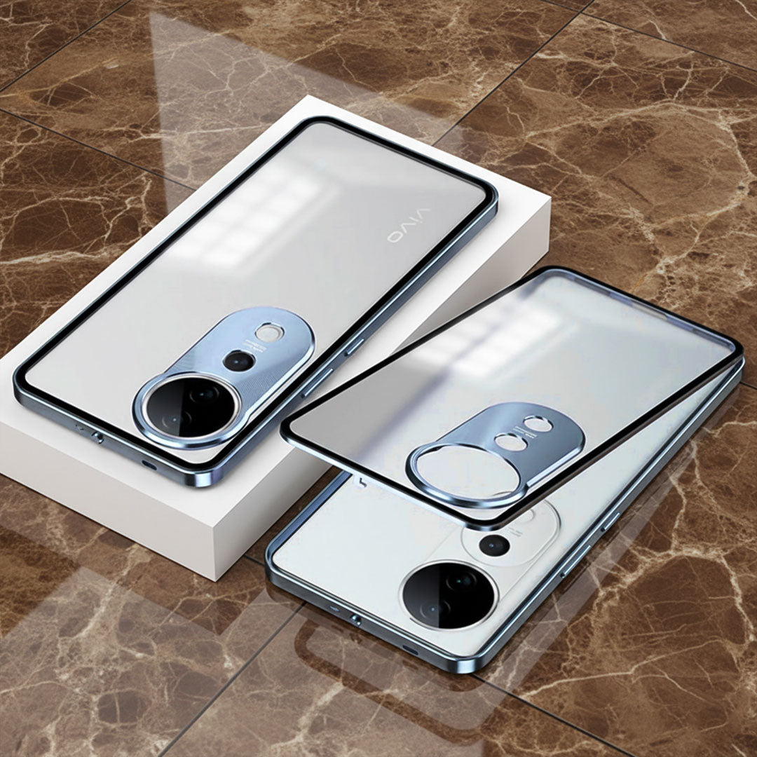 Vivo V40 Pro 5G Aluminium Metal Bumper Shield Transparent Back Case